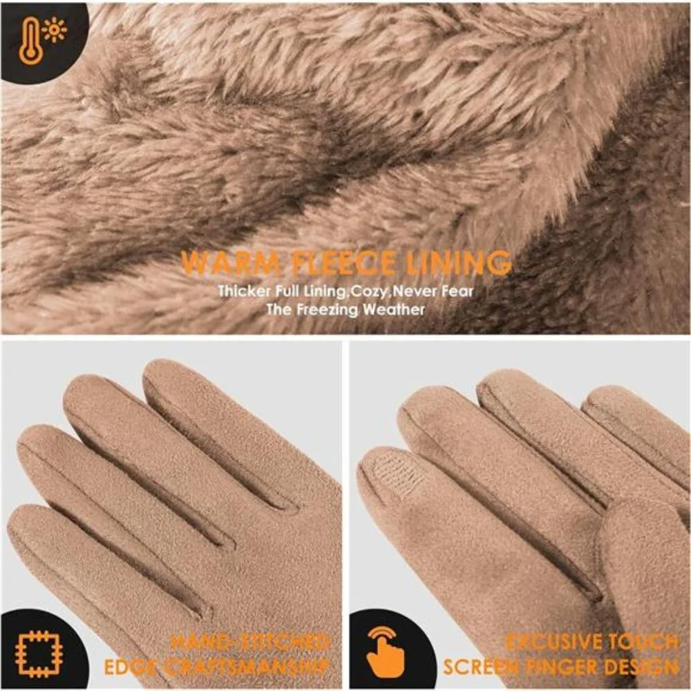Women's Winter Gloves Thermal Warm Fleece Lined Touchscreen Gloves